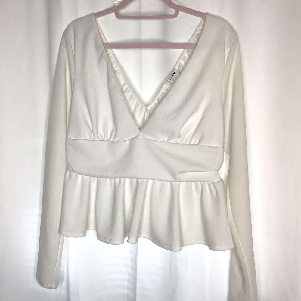 Arms Around Me Peplum Top 1X (fashion nova)